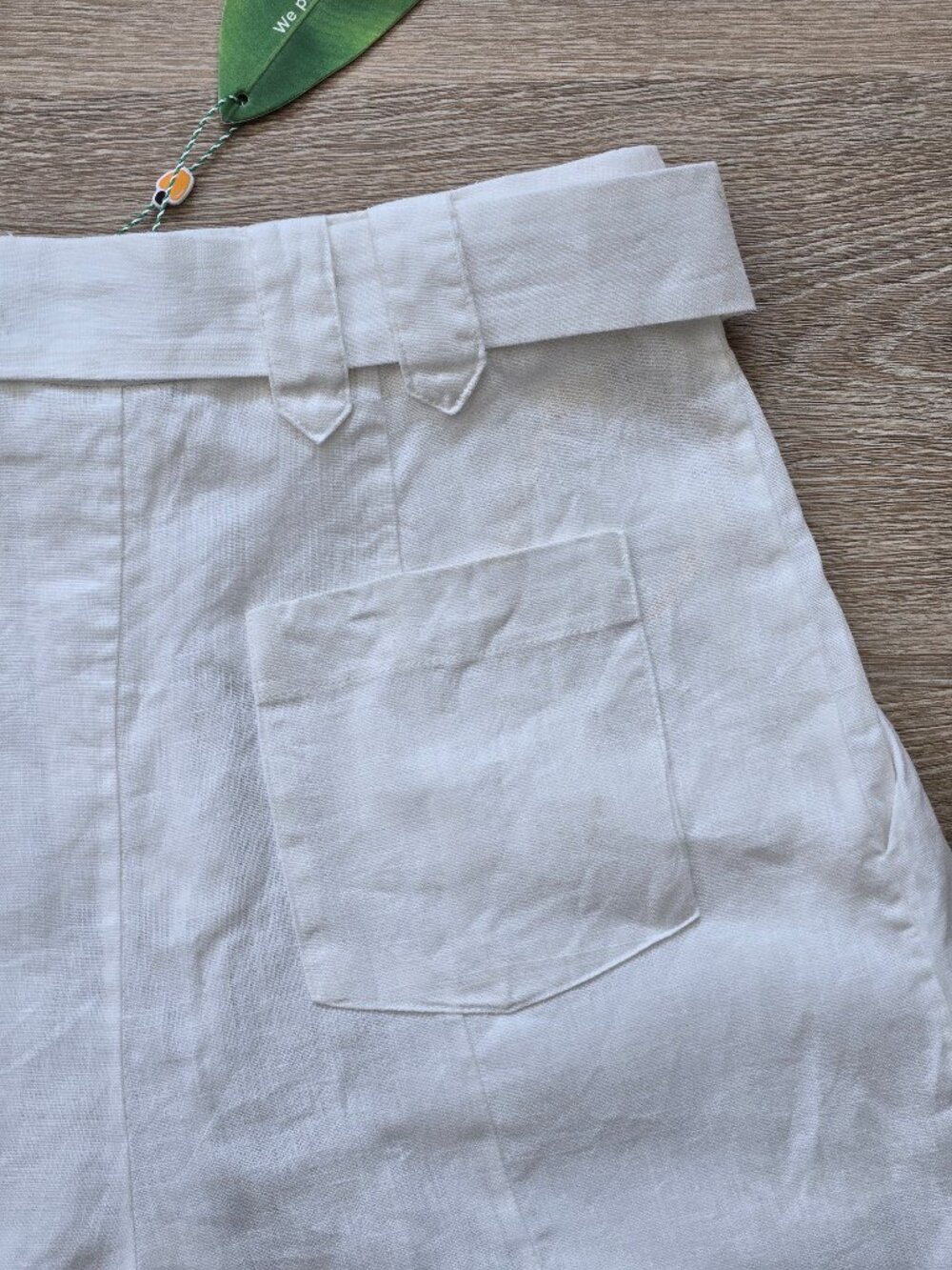 Farm Rio Tailored Linen Belted Shorts Ivory High Rise Size M New With Tags $145 - Picture 11 of 17
